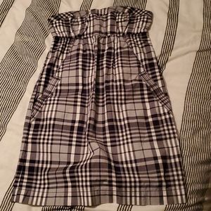 Strapless plaid dress with pockets